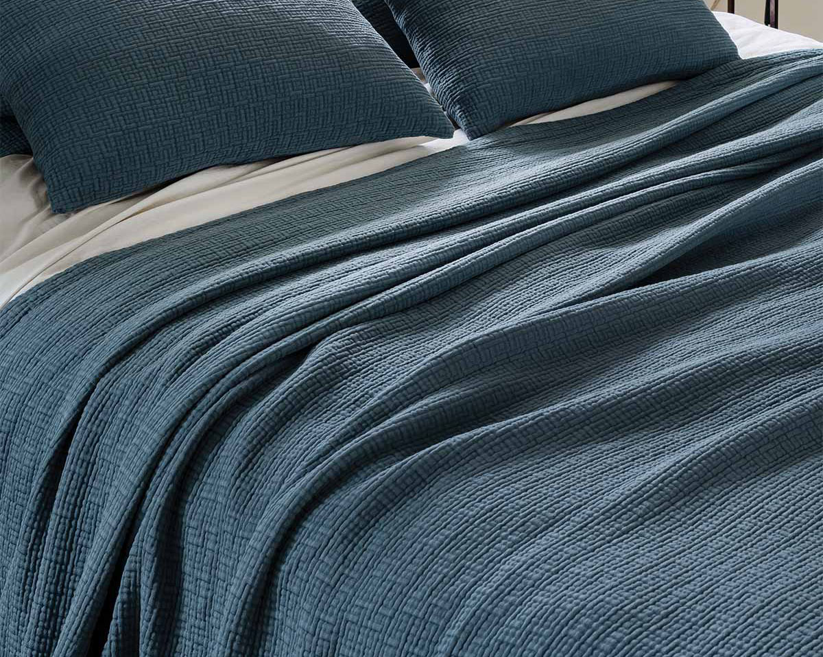 Dessus de lit matelassé 180x240 cm ANGKOR polyester gris ardoise
